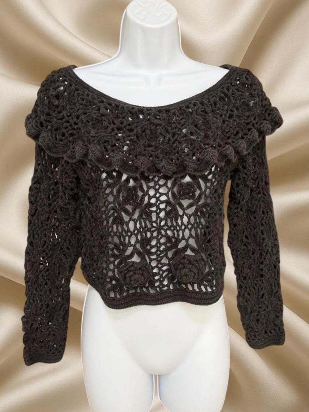 Y2K Grunge Handmade Crochet Off Shoulder Sweater